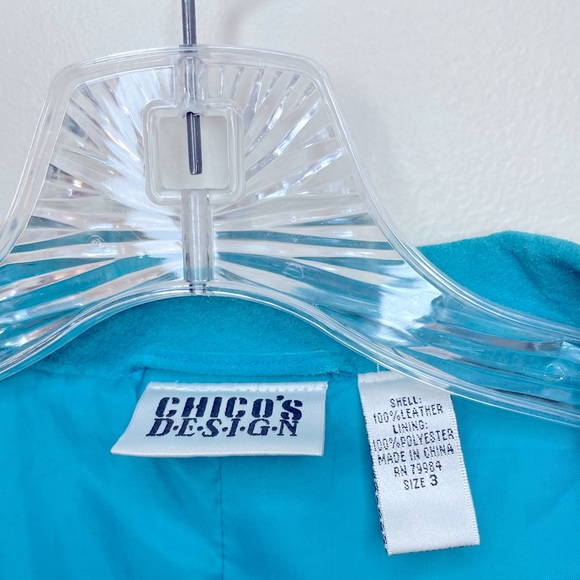 Chico's Suede Jacket Blue Southwestern Ornate Butterfly XL / Chico's size 3 - Picture 4 of 7